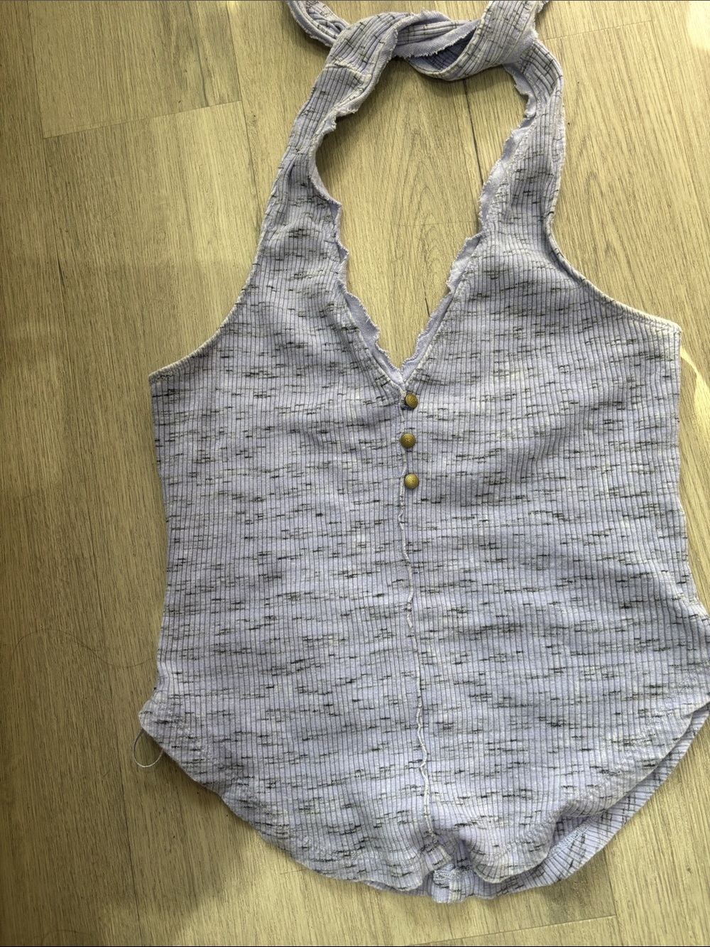 Pilcro Lavender Ribbed Halter Tank with Button Front - Picture 12 of 16